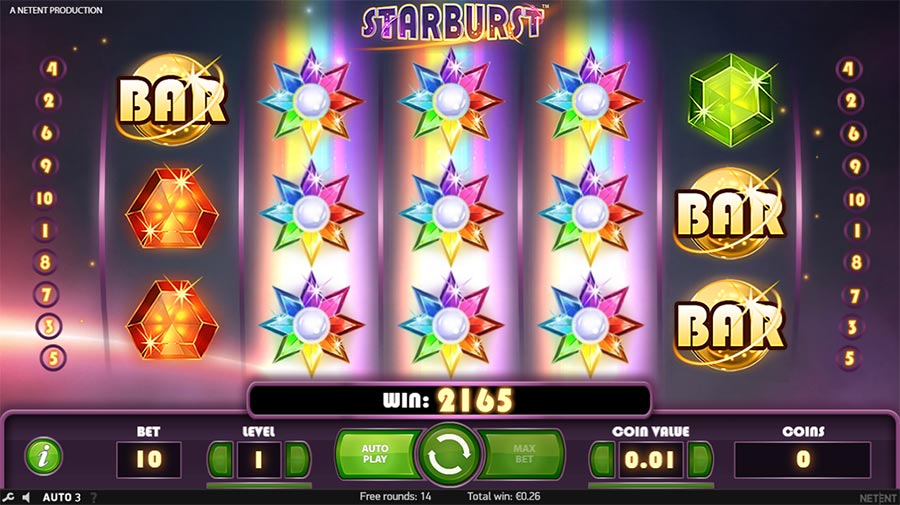 Hit it big with multiple Wilds in Starburst by NetEnt.  Come play at www.wild24.co.uk